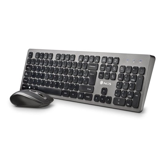 NGS Idol Kit Teclado + Ratón Inalámbricos 2.4GHz con 12 Teclas Multimedia Negro/Gris