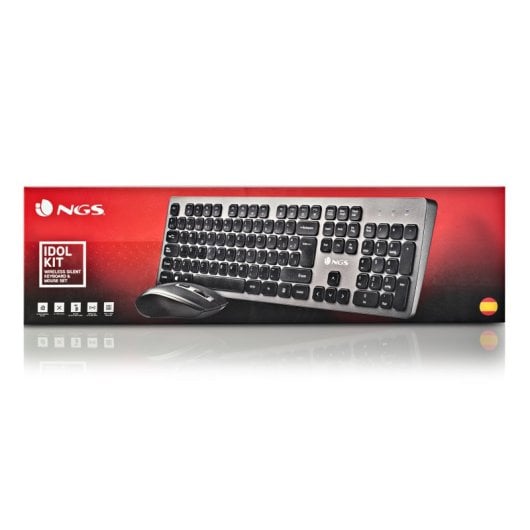 NGS Idol Kit Teclado + Ratón Inalámbricos 2.4GHz con 12 Teclas Multimedia Negro/Gris