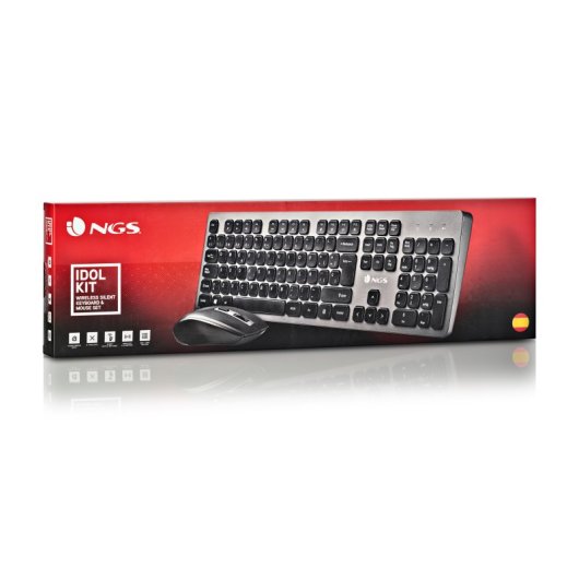 NGS Idol Kit Teclado + Ratón Inalámbricos 2.4GHz con 12 Teclas Multimedia Negro/Gris