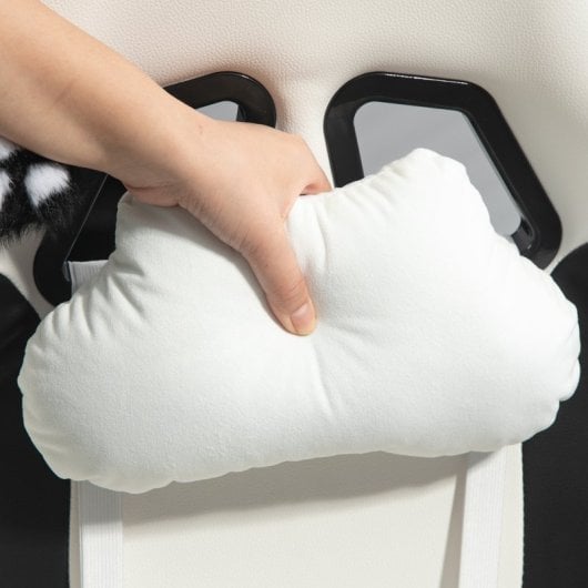Homcom Silla Gaming Con Orejas Altura Ajustable Reposapiés Retráctil Blanco