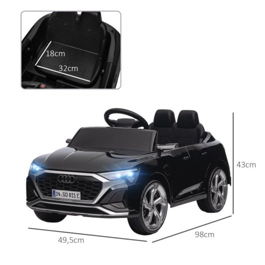Aiyaplay Coche Eléctrico Para Niños De +3 Años Audi Q8 Etron Sportback Negro