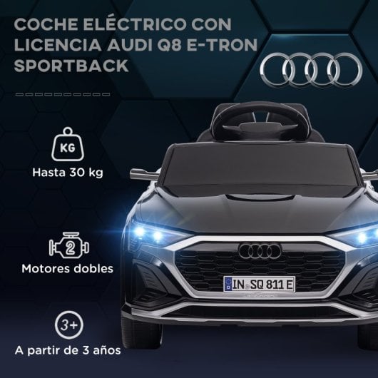 Aiyaplay Coche Eléctrico Para Niños De +3 Años Audi Q8 Etron Sportback Negro