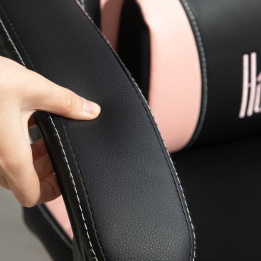 Homcom Silla Gaming Con Orejas Altura Ajustable Reposapiés Retráctil Negro
