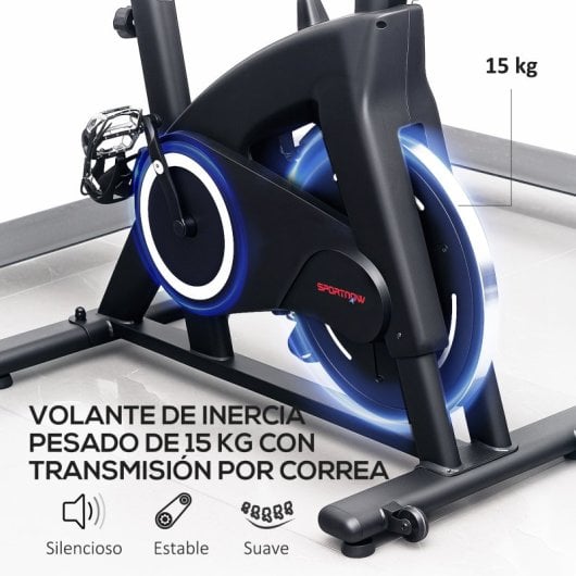 Sportnow Bicicleta Estática Con Volante De Inercia 15 Kg Carga 120 Kg Negro
