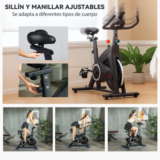 Sportnow Bicicleta Estática Con Volante De Inercia 15 Kg Carga 120 Kg Negro