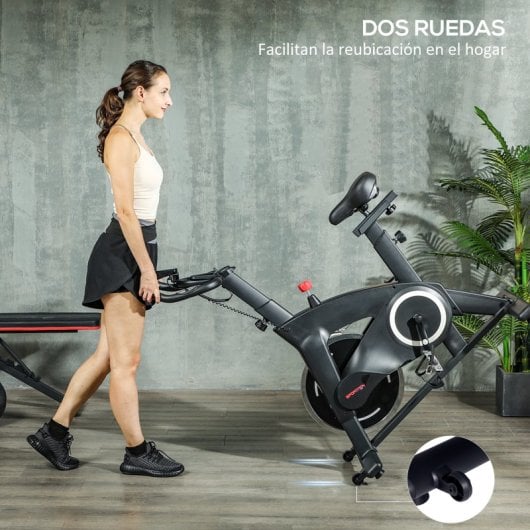 Sportnow Bicicleta Estática Con Volante De Inercia 15 Kg Carga 120 Kg Negro
