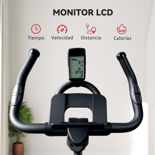 Sportnow Bicicleta Estática Con Volante De Inercia 15 Kg Carga 120 Kg Negro