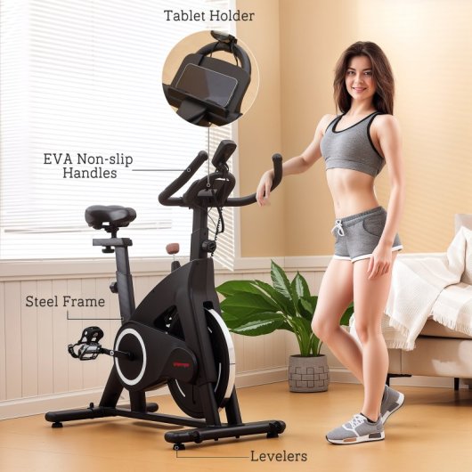 Sportnow Bicicleta Estática Con Volante De Inercia 15 Kg Carga 120 Kg Negro