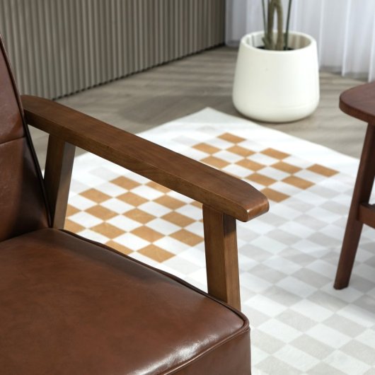 Homcom Cadeirão com Estofo PU, Apoios de Braços e Carga 120Kg Castanha