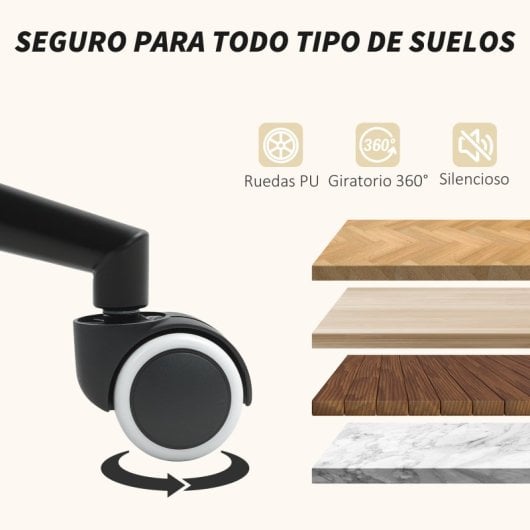 Homcom Silla De Oficina Con Reposabrazos De Madera Y Altura Ajustable Gris