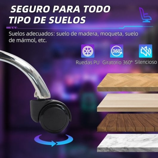 Homcom Silla Gaming Reclinable Con Altura Ajustable Gris Claro Y Blanco