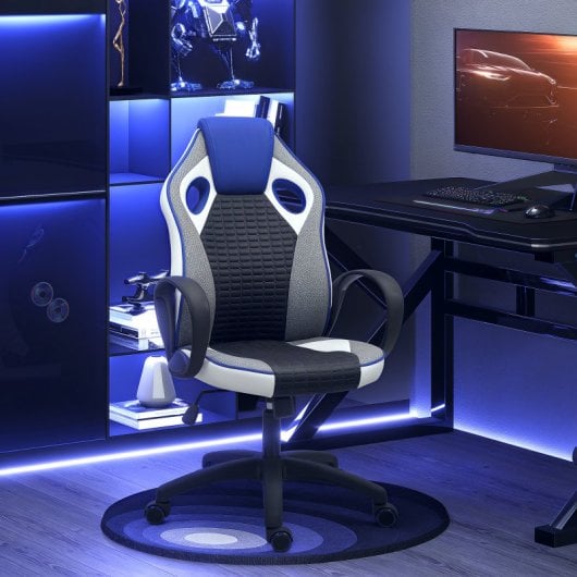 Homcom Silla Gamer Giratoria Tapizada En Pu Con Altura Ajustable Multicolor