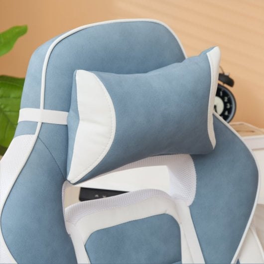 Homcom Silla Gaming Reclinable Con Reposapiés Retráctil Soporte Lumbar Azul