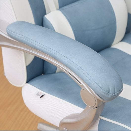 Homcom Silla Gaming Reclinable Con Reposapiés Retráctil Soporte Lumbar Azul