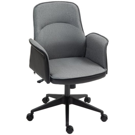 Homcom Silla De Oficina Giratoria Con Altura Ajustable Carga 120 Kg Gris Negro