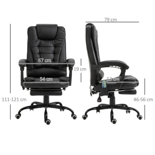 Vinsetto Silla De Oficina Con 7 Puntos De Masaje Con Reposapiés Retráctil Negro