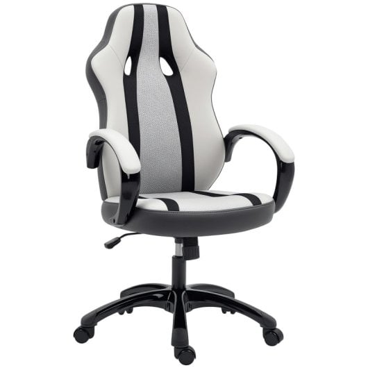 Homcom Silla Gaming Tapizada En Pu Y Malla Con Función De Basculante Gris