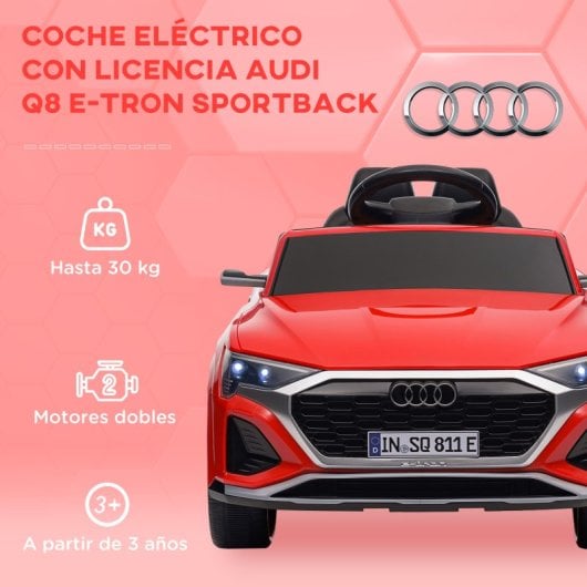 Aiyaplay Coche Eléctrico Para Niños De +3 Años Audi Q8 Etron Sportback Rojo