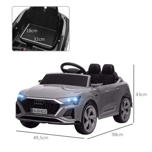 Aiyaplay Coche Eléctrico Para Niños De +3 Años Audi Q8 Etron Sportback Gris