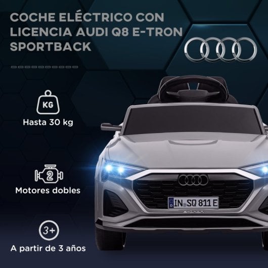 Aiyaplay Coche Eléctrico Para Niños De +3 Años Audi Q8 Etron Sportback Gris