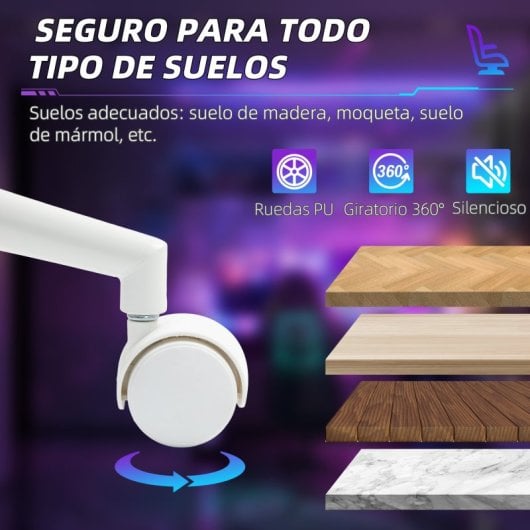 Homcom Silla Gaming Reclinable Con Altura Ajustable Gris Claro Y Azul