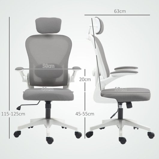 Homcom Silla De Oficina De Malla Con Reposacabezas Y Soporte Lumbar Ajustables