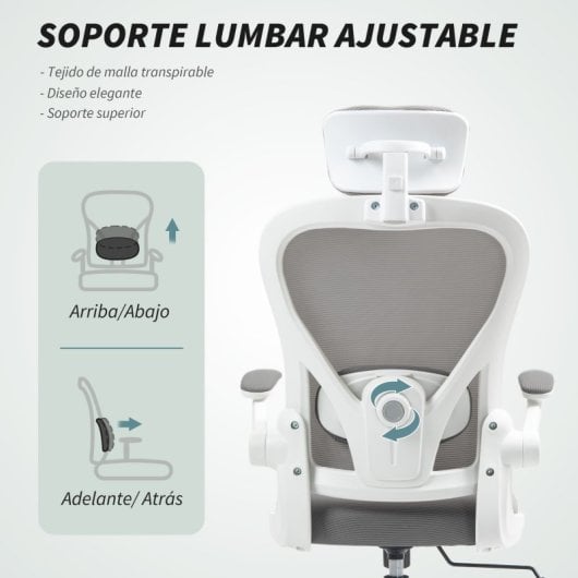 Homcom Silla De Oficina De Malla Con Reposacabezas Y Soporte Lumbar Ajustables