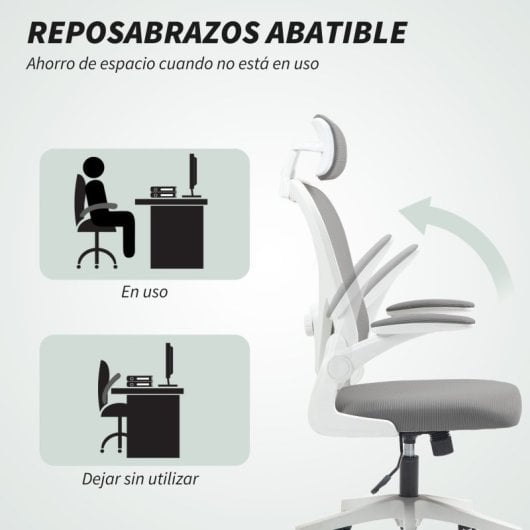 Homcom Silla De Oficina De Malla Con Reposacabezas Y Soporte Lumbar Ajustables