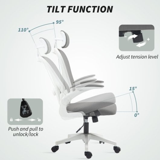 Homcom Silla De Oficina De Malla Con Reposacabezas Y Soporte Lumbar Ajustables