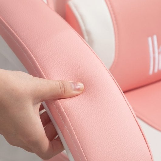 Homcom Silla Gaming Con Orejas Altura Ajustable Reposapiés Retráctil Rosa