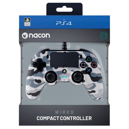 Nacon Compact Controller Mando con Cable Oficial PS4 Camuflaje Gris