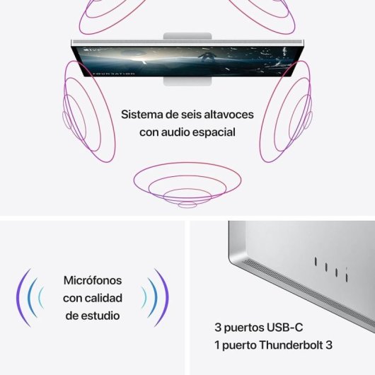 Apple Studio Display 27" Vidro Padrão com Suporte para Ajuste de Inclinação, Retina 5K, USB-C e Webcam