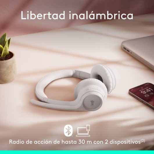 Logitech Zone 300 Auriculares Inalámbricos Bluetooth con Micrófono Omnidireccional Blancos