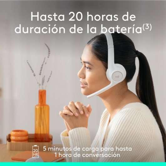 Logitech Zone 300 Auriculares Inalámbricos Bluetooth con Micrófono Omnidireccional Blancos