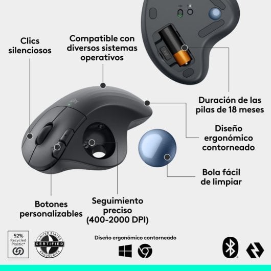 Souris sans fil Logitech Ergo M575S noire