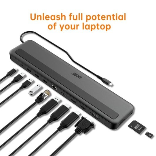 Acer Docking 13 en 1 Dock Station PD 100W USB-C a USB 3.2/USB-C/Lector Tarjetas/HDMI/DP/RJ45/Jack
