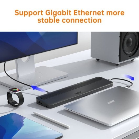 Acer Docking 13 en 1 Dock Station PD 100W USB-C a USB 3.2/USB-C/Lector Tarjetas/HDMI/DP/RJ45/Jack