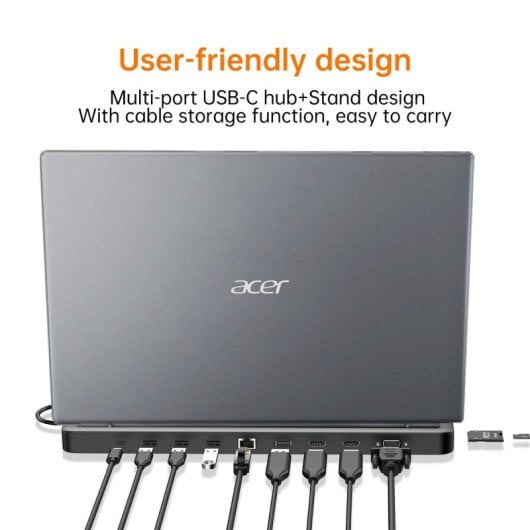 Acer Docking 13 en 1 Dock Station PD 100W USB-C a USB 3.2/USB-C/Lector Tarjetas/HDMI/DP/RJ45/Jack