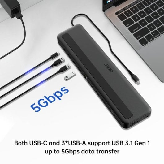 Acer Docking 13 en 1 Dock Station PD 100W USB-C a USB 3.2/USB-C/Lector Tarjetas/HDMI/DP/RJ45/Jack
