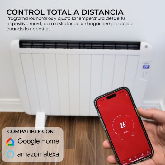Yoevu Radiador Eléctrico Bajo Consumo 6 Elementos 900W de Pared o Pie