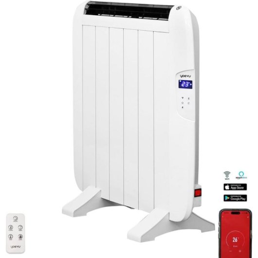 Emissore Termico Yoevu Radiatore Aluminio 900W 6 Elementi Installazione Parete o Pavimento