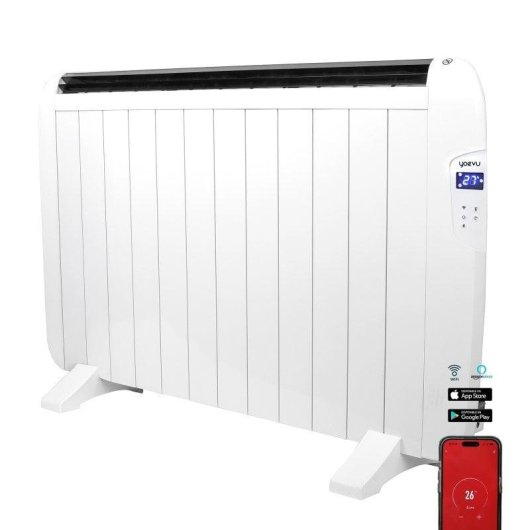 Yoevu Radiador Eléctrico Bajo Consumo 12 Elementos 2000W de Pared o Pie