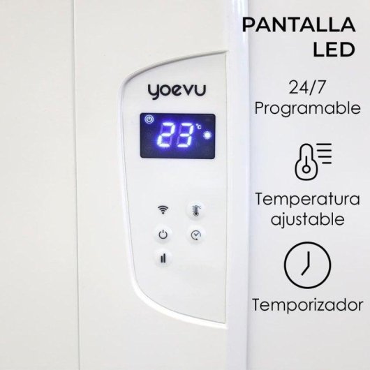 Yoevu Radiador Eléctrico Bajo Consumo 12 Elementos 2000W de Pared o Pie