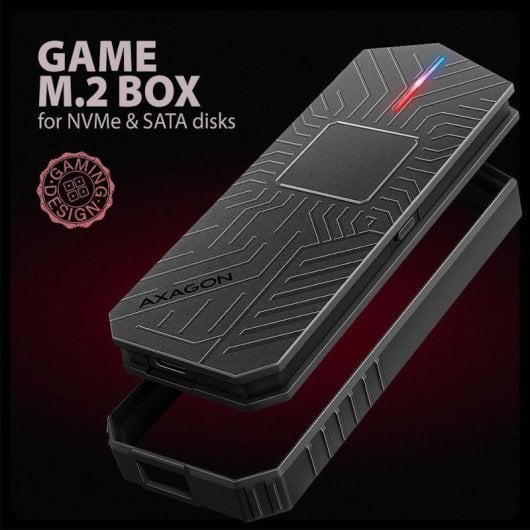 Axagon EEM2-GAM Caja SSD USB-C 3.2 Gen 2 10gbps - M.2 NVME/Sata SSD Game 30-80mm Alu Box