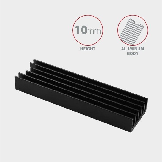 Dissipatore di calore passivo Axagon Clr-m2l10 - SSD M.2, SSD da 80 mm, alluminio, cuscinetti termici in silicone, altezza 10 mm
