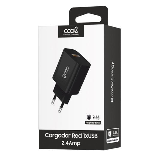 Cool Charger Netzwerkadapter Universal 1xUSB 12W 5V 2.4A Schwarz