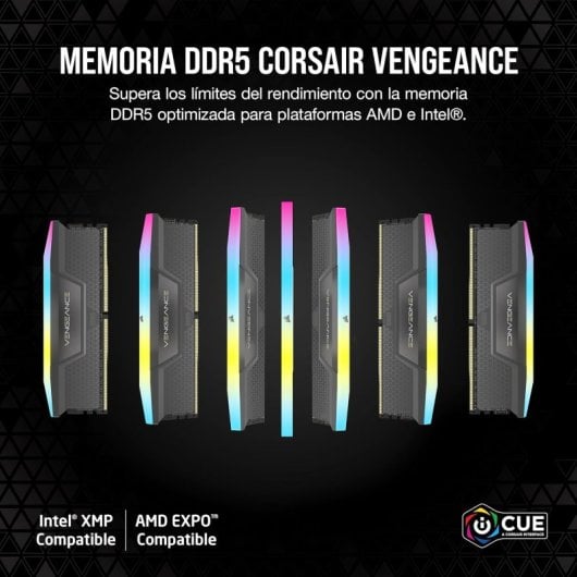 Corsair Vengeance RGB DDR5 6400MHz 32GB 2x16GB CL32 Dual AMD EXPO e memoria Intel XMP