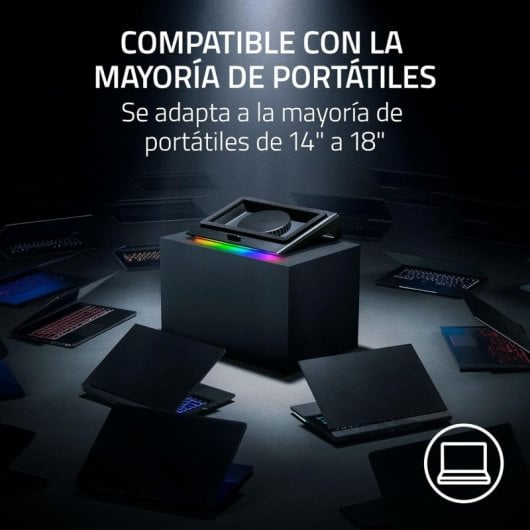 Razer Laptop Cooling Pad Base Refrigeração Inteligente RGB x3 USB Preto para Portáteis de 14-18"