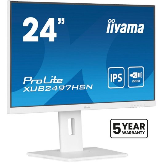 iiyama ProLite XUB2497HSN-W2 23,8" IPS FullHD 100Hz USB-C Dock Haut-parleurs Hauteur Réglable