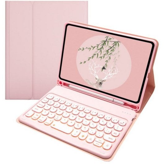 Royal Bailey TS006D Capa com Teclado Bluetooth Inglês QWERTY USA para iPad Mini 6 Rosa